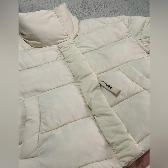 EUC OOFwear Coat Women 40 (Small) Cream Puffer Zip Front Insulated Oversized - Picture 7 of 16